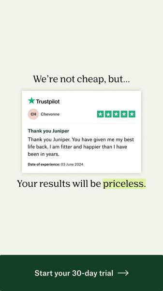 This ad creative uses a high-authority Trustpilot review to justify a premium price point for a health subscription service.